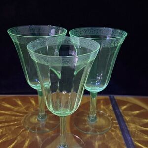 Vintage Etched Glass Goblets - H.C Fry glass